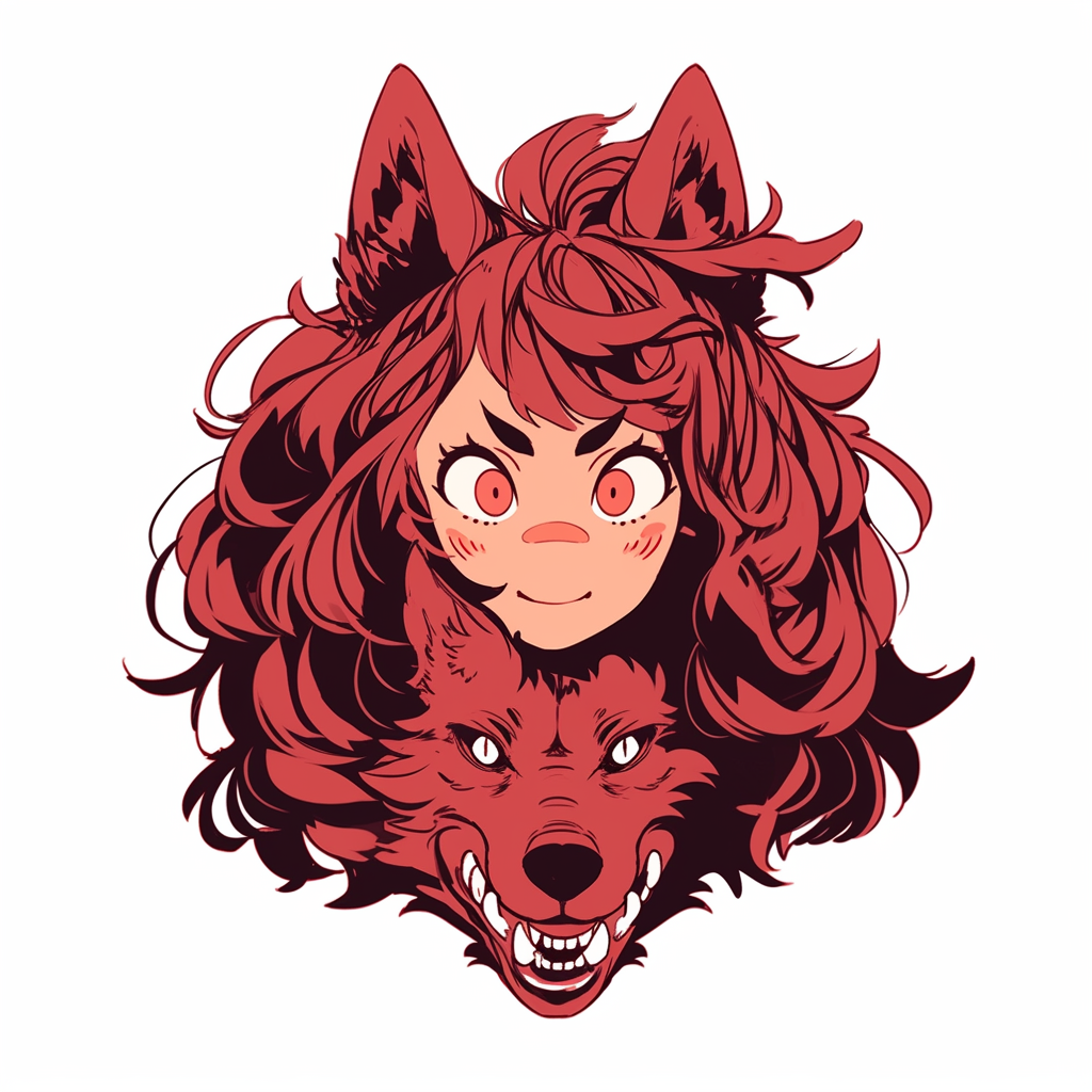 Cool female werewolf cartoon illustration