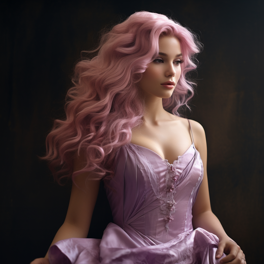 Stylish woman with lilac hair in peplum dress