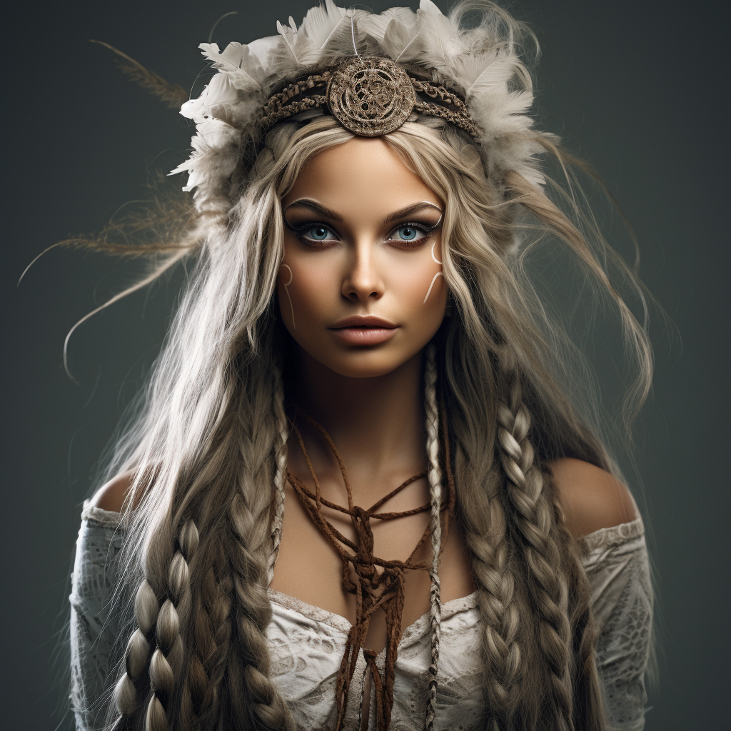 Ageless female wood elf with braided hair