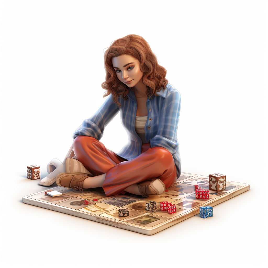 Female Adult Engrossed in Board Game Fun