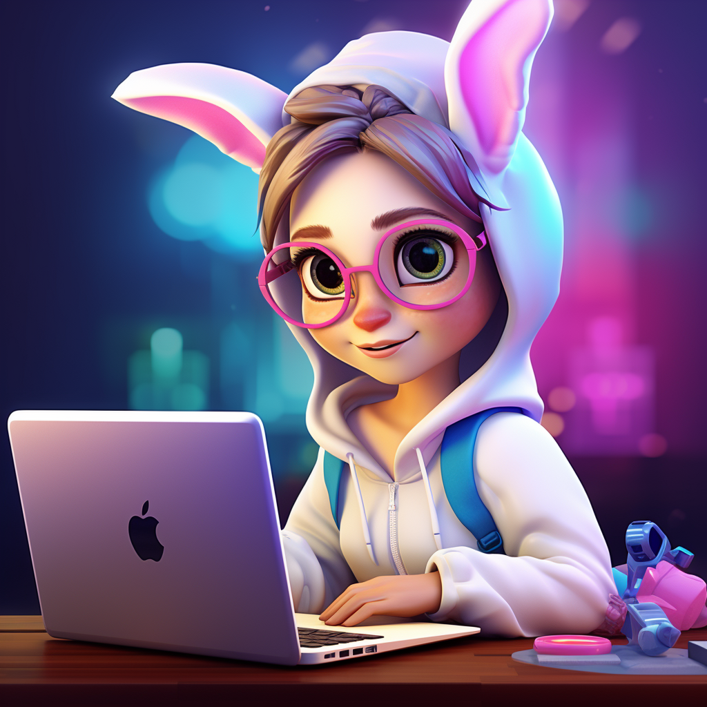 Cute female developer working with a MacBook