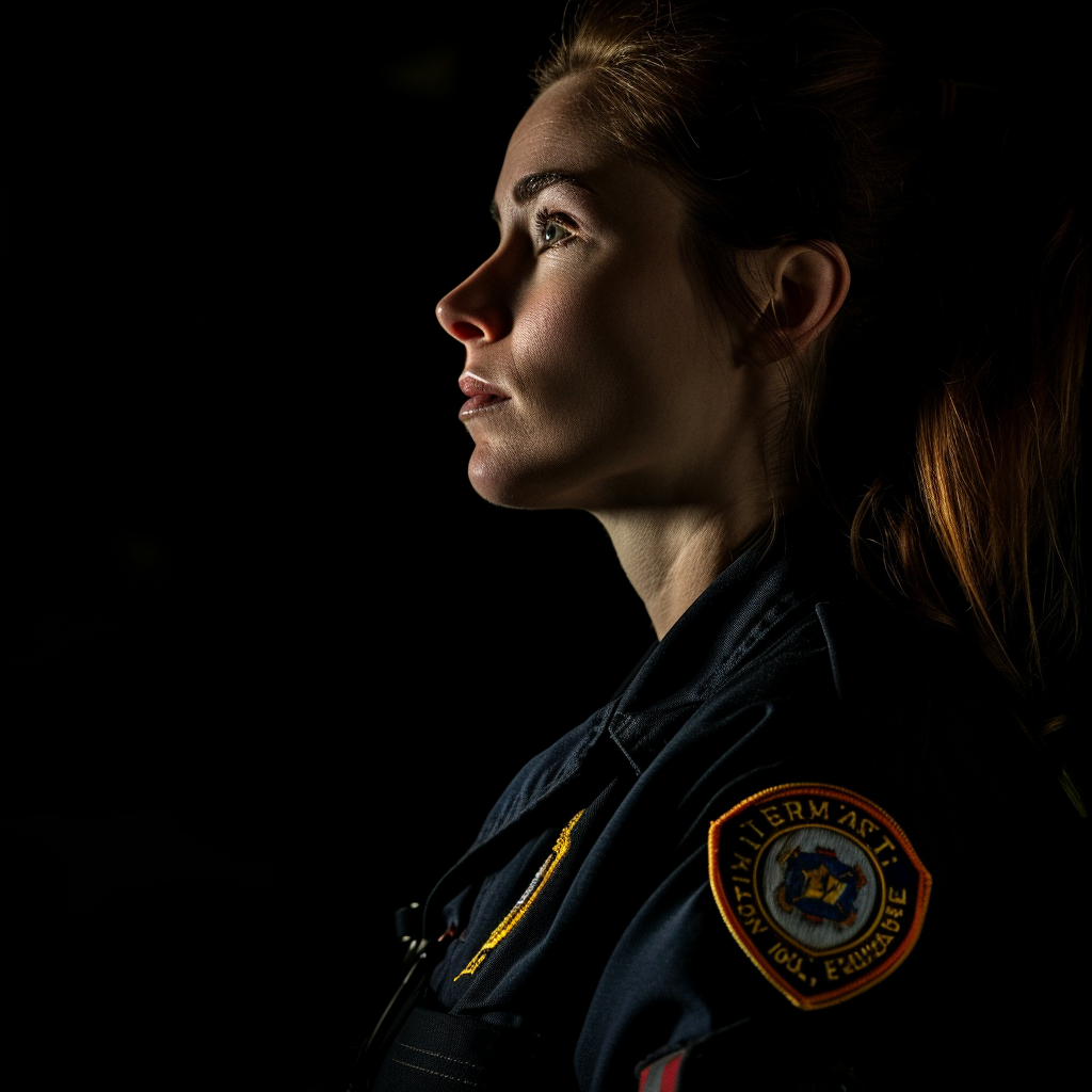 Female EMT in uniform profile