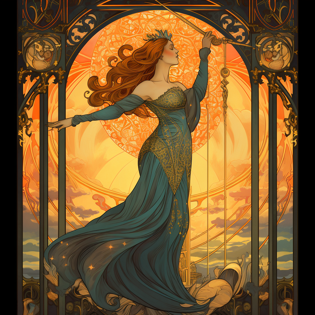 Female Figure in Art Nouveau Tarot Card