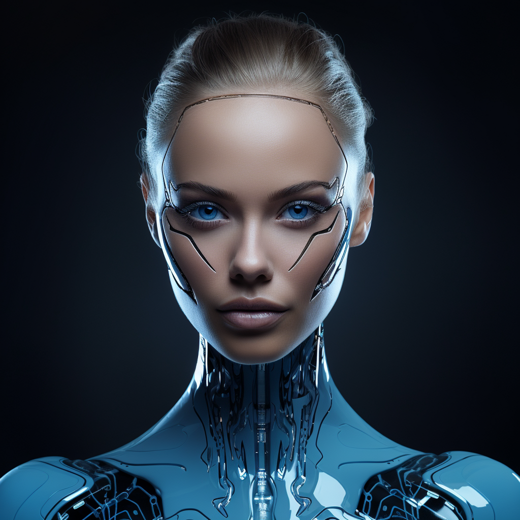 Female futuristic AI interface avatar