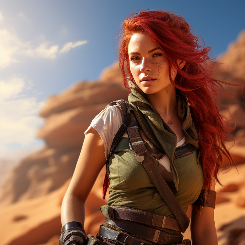 Female hero in desert setting