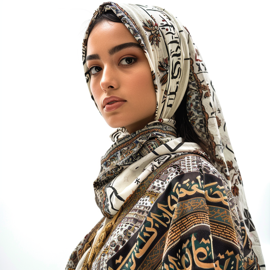 Female model wearing Arabic fashion dress