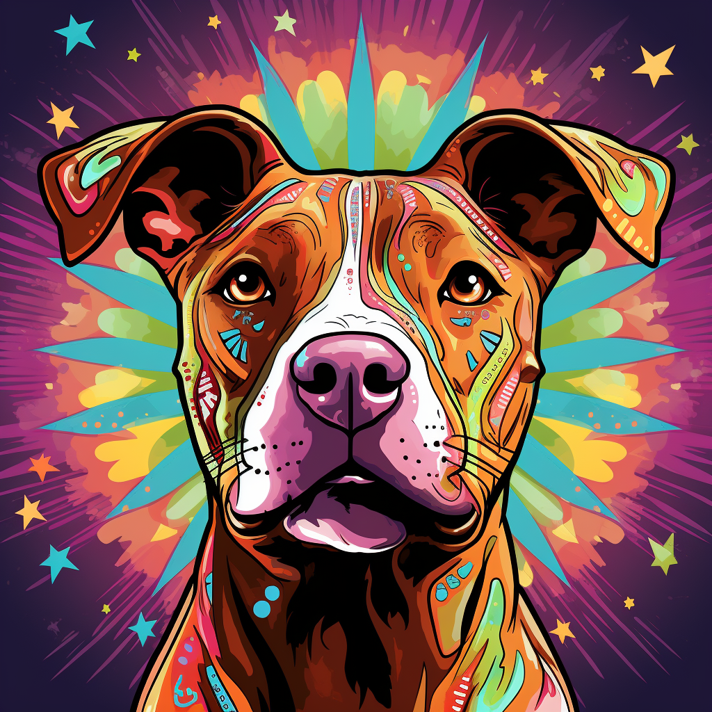 Tan Pitbull Dog with Halo Pop Art