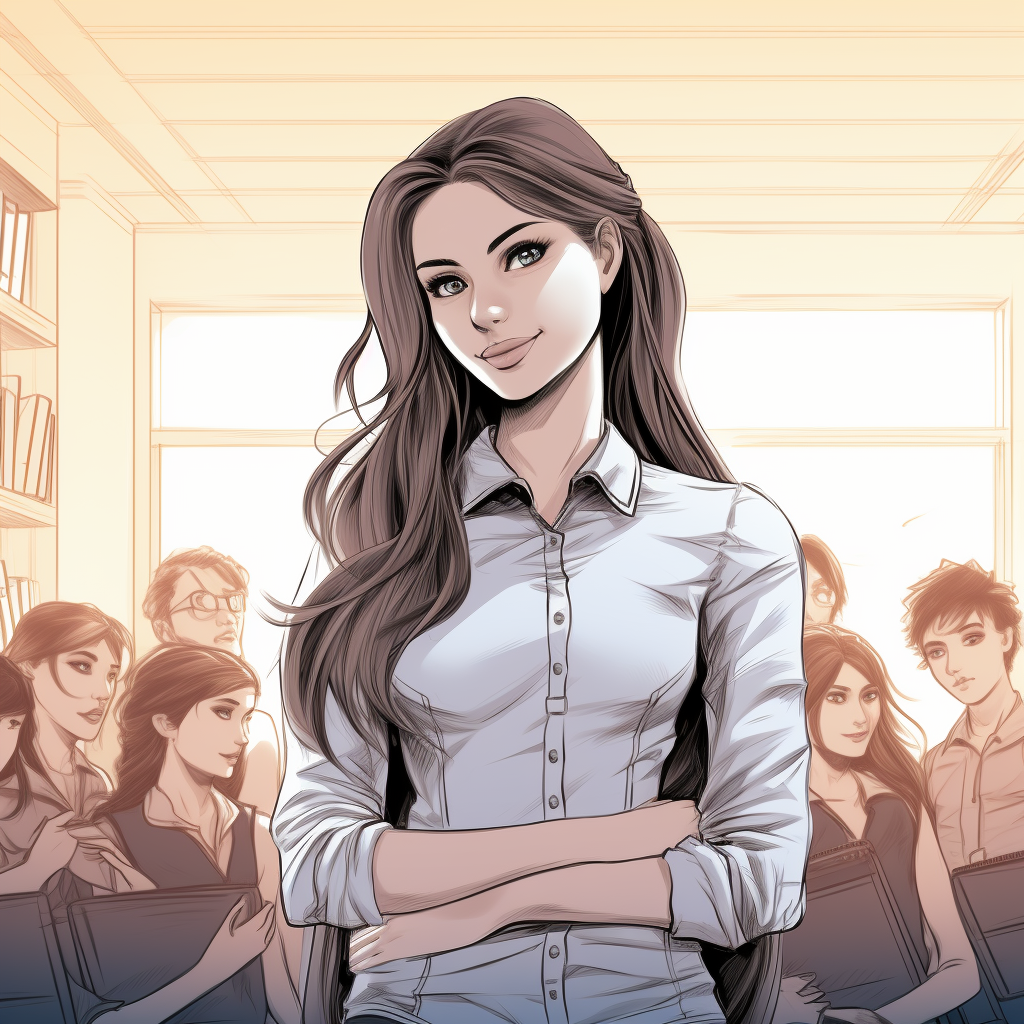 Female teacher standing in front of students