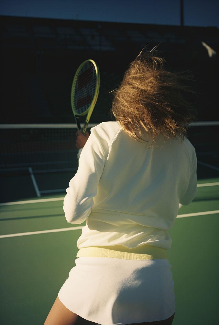 Tennis player in white outfit