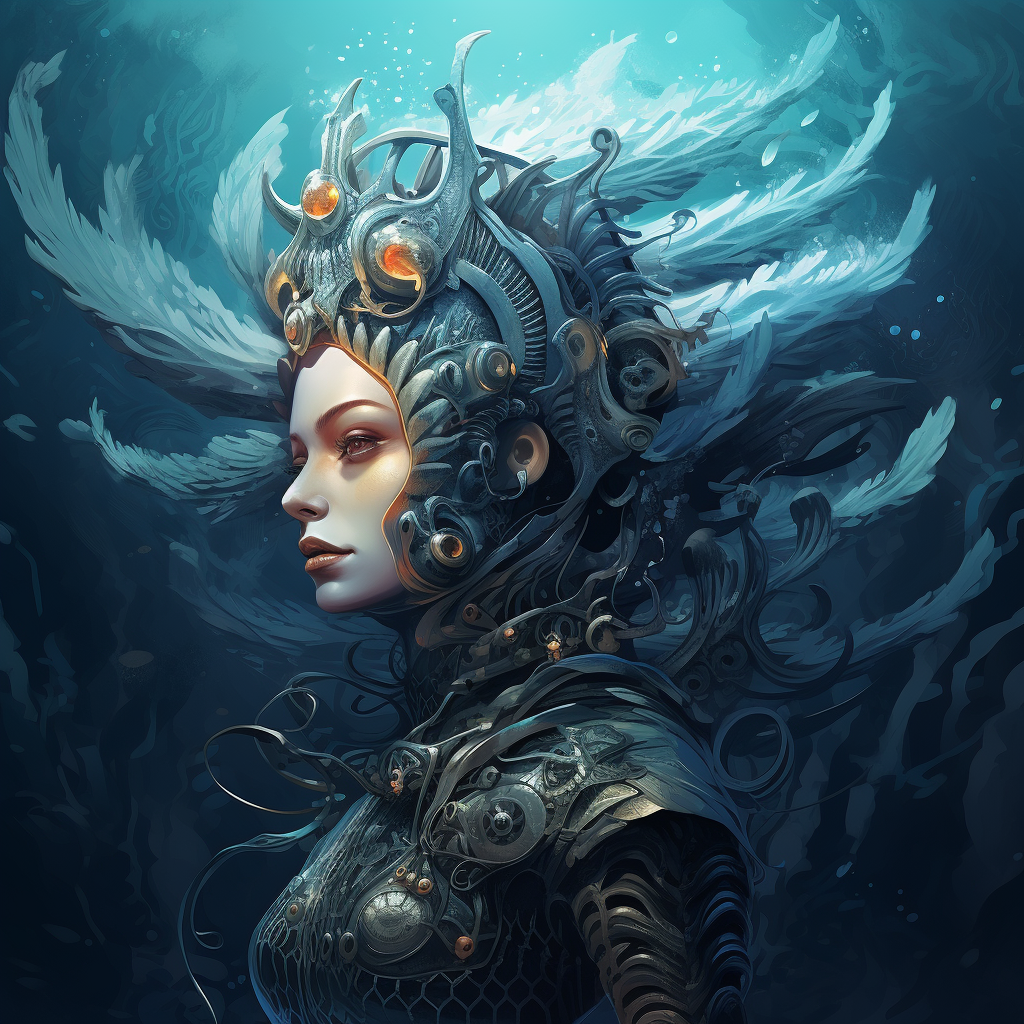 Beautiful female triton illustration artwork