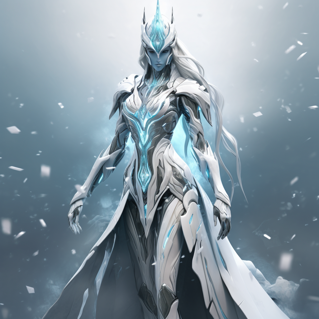 Beautiful female warframe with ice theme