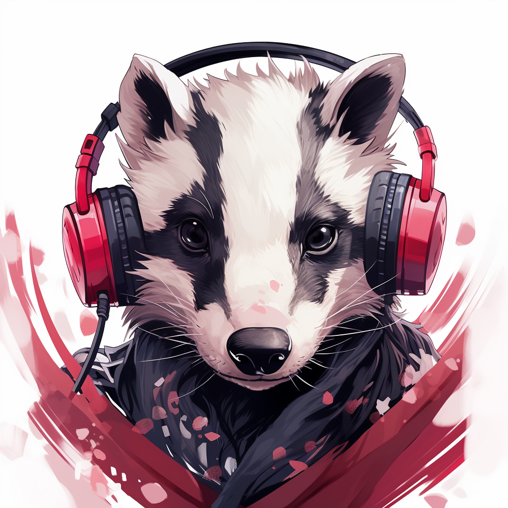 Female Badger wearing a headset