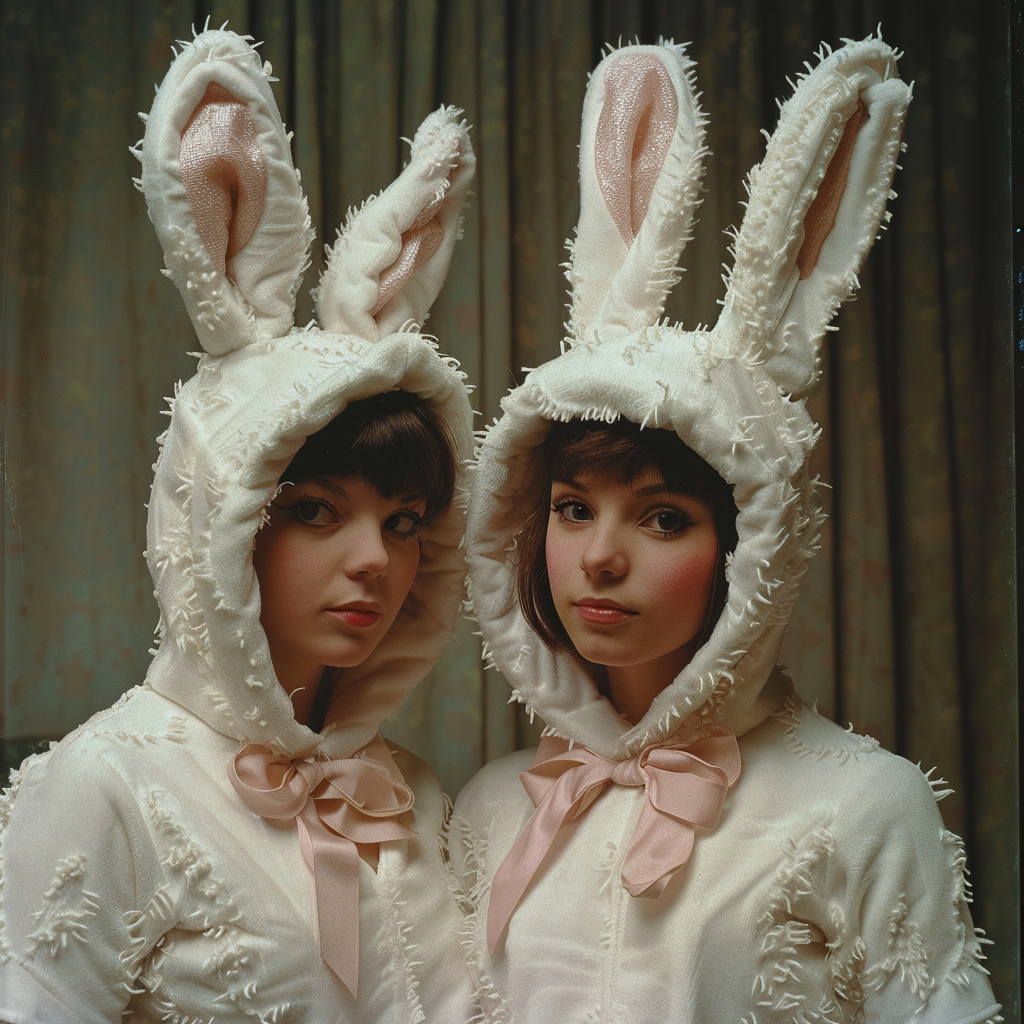 Cute females in bunny costumes