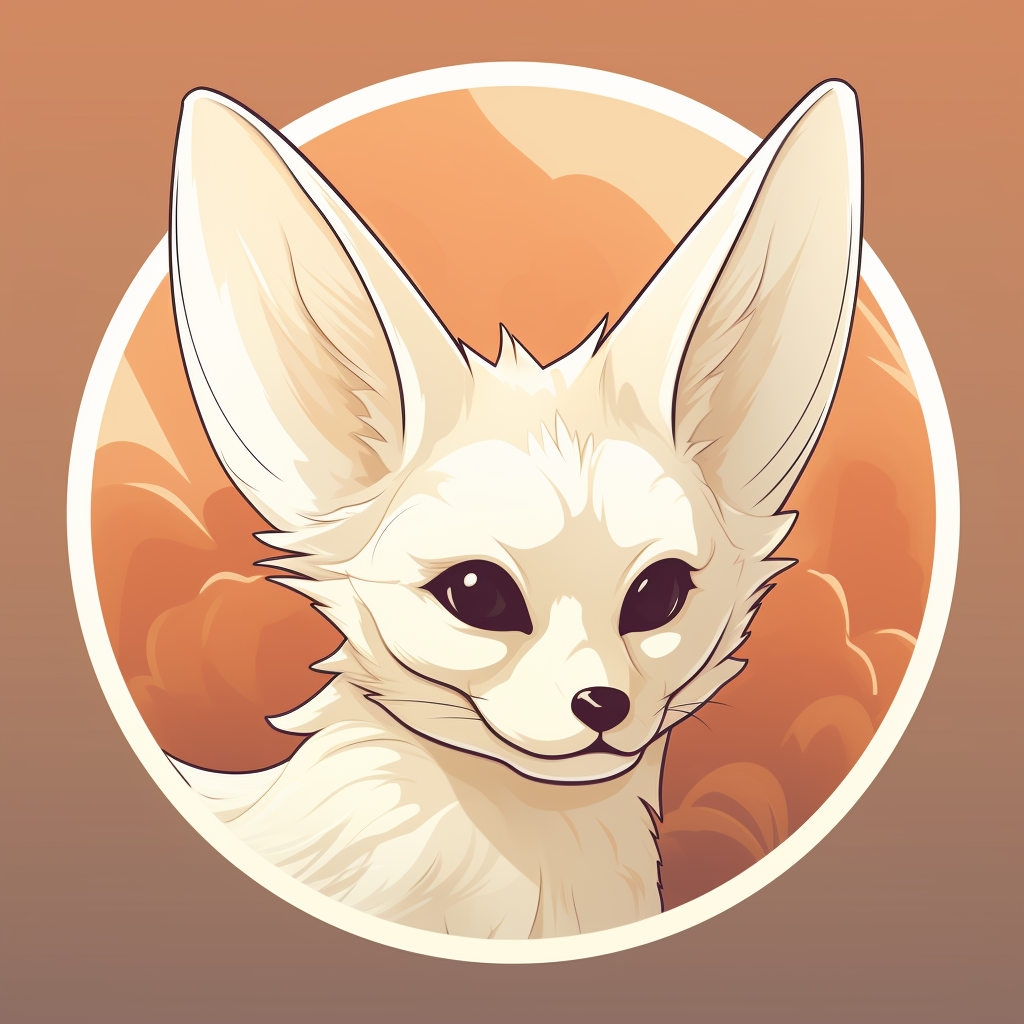 Cute Fennec Fox Line Drawing Character