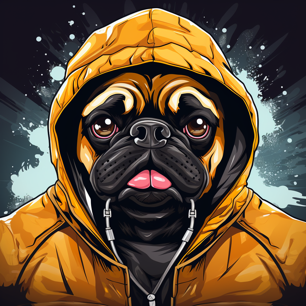 Ferocious gangster pug illustration