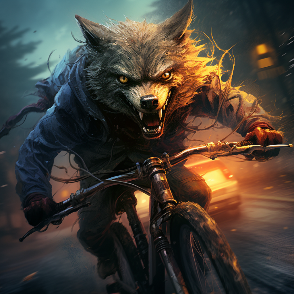 Wolf riding road bike