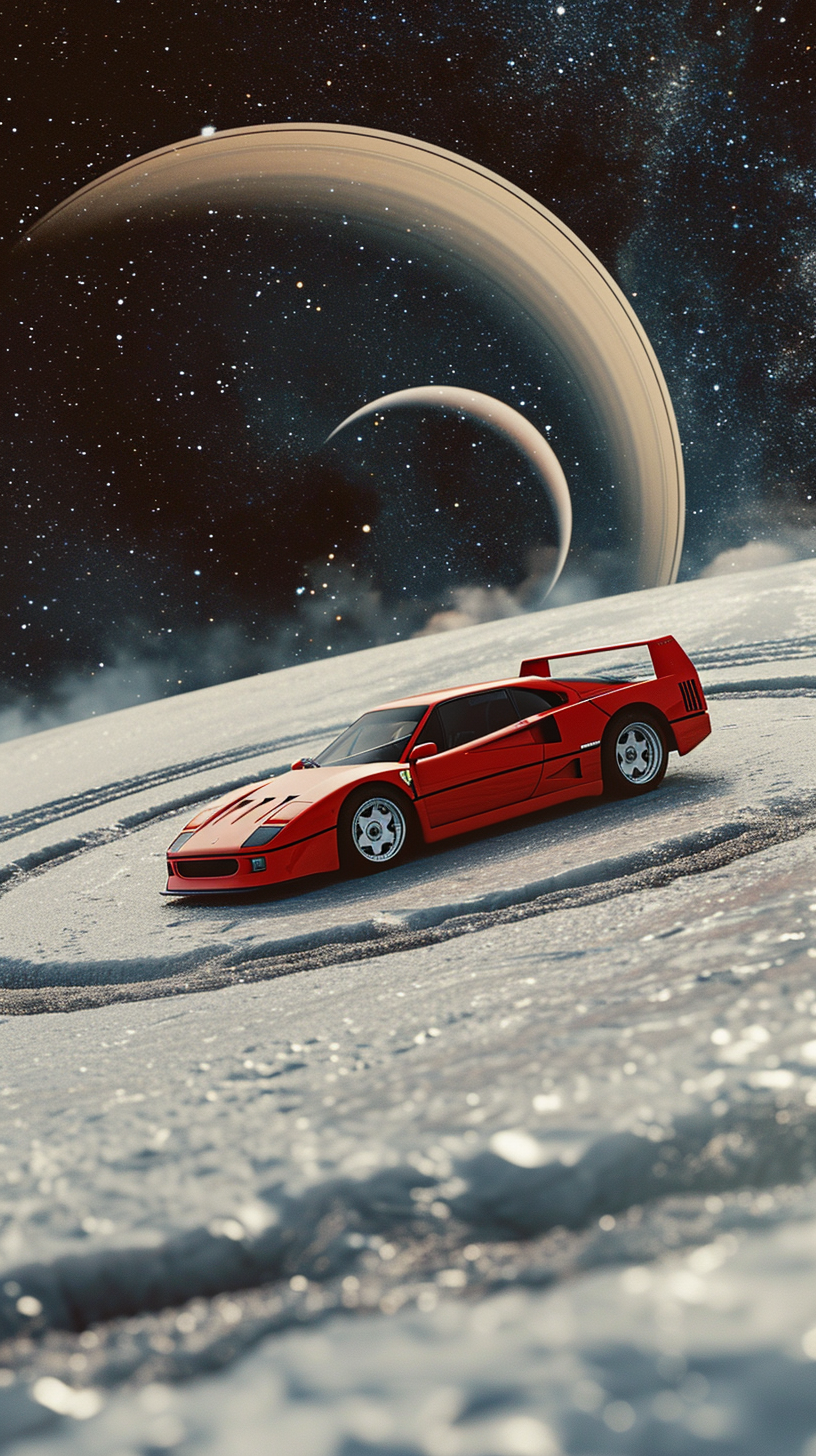 Ferrari F40 drifting on Saturn Rings