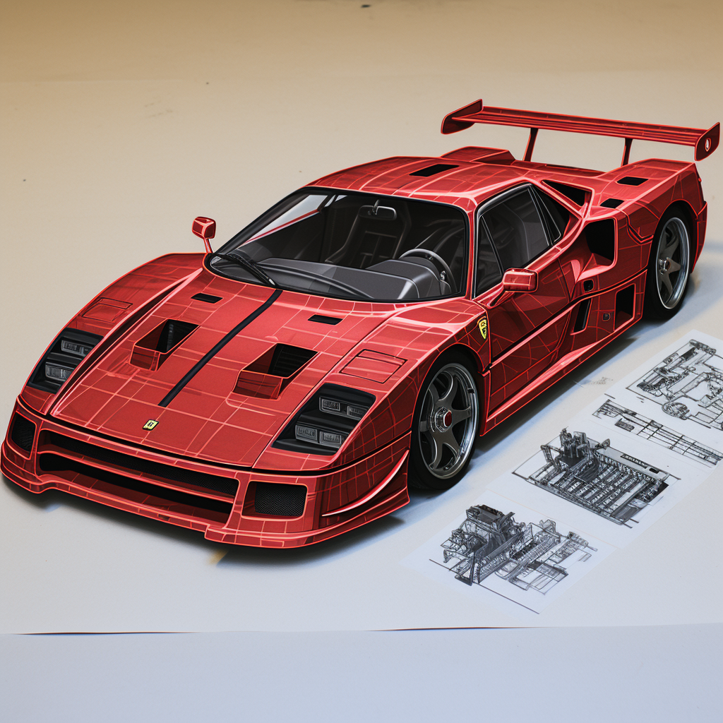 Sleek Ferrari F40 sports car outline