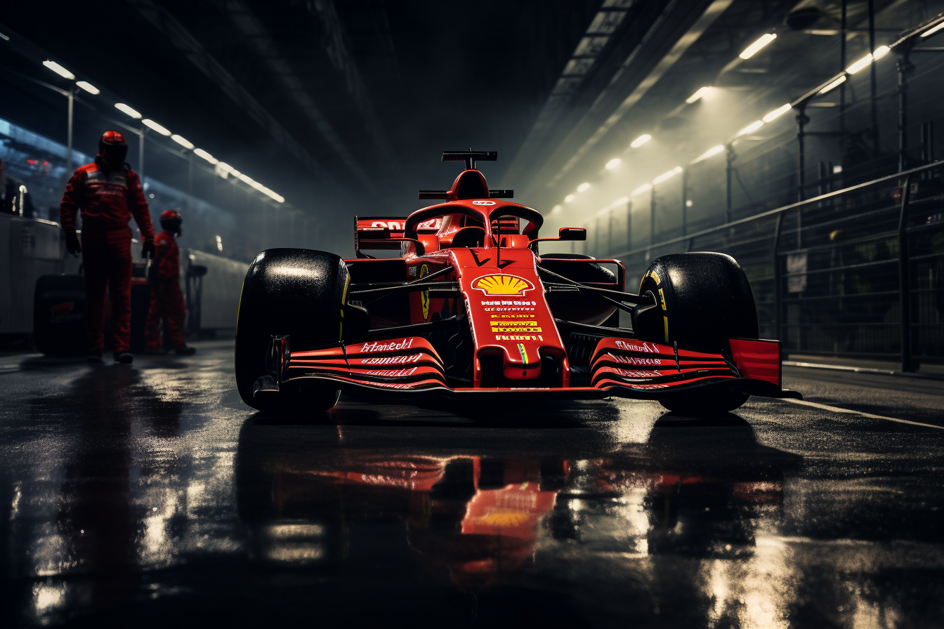 Ferrari F1 car with Lewis Hamilton and Charles Leclerc