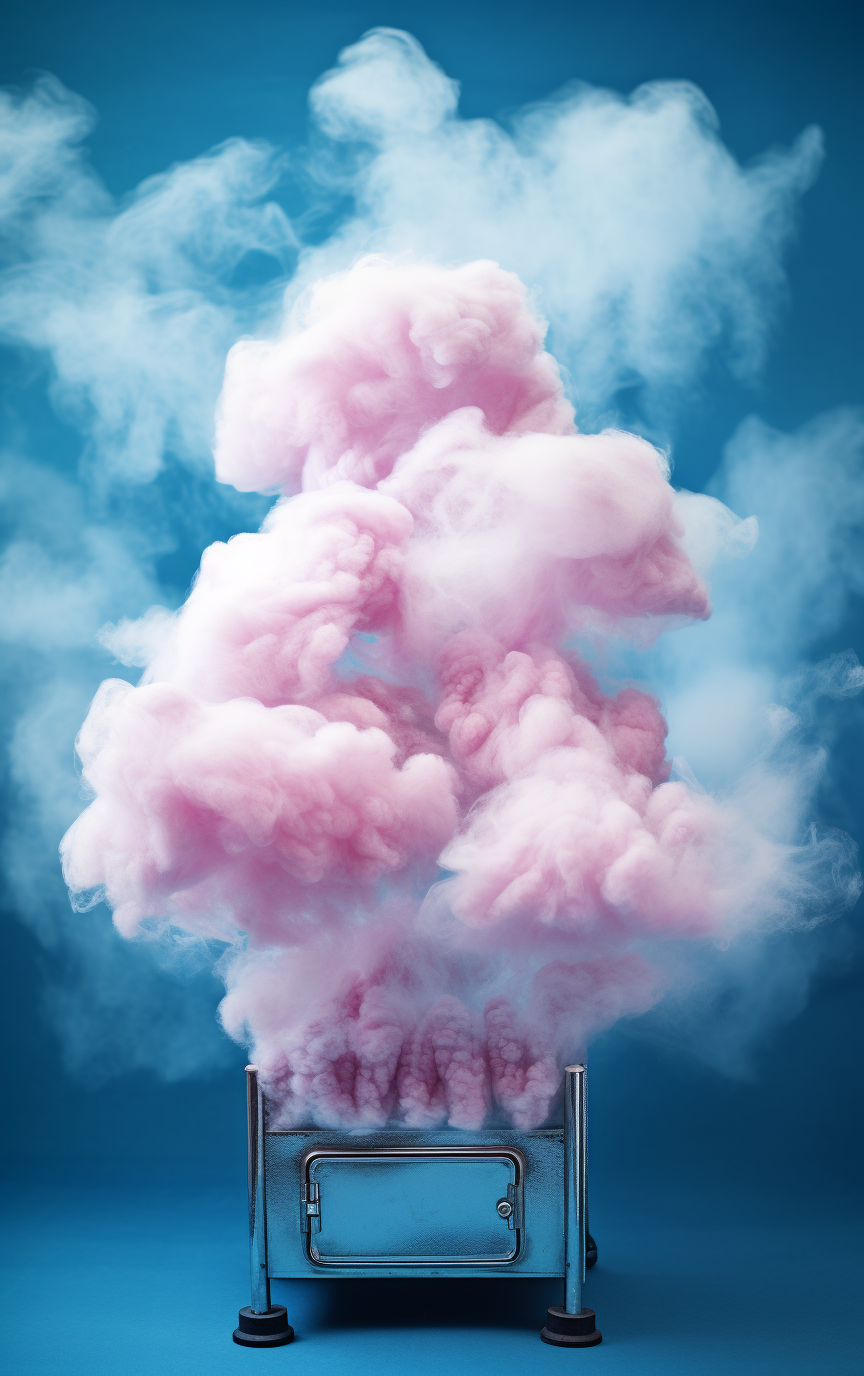 Dark blue cotton candy on a cotton candy machine