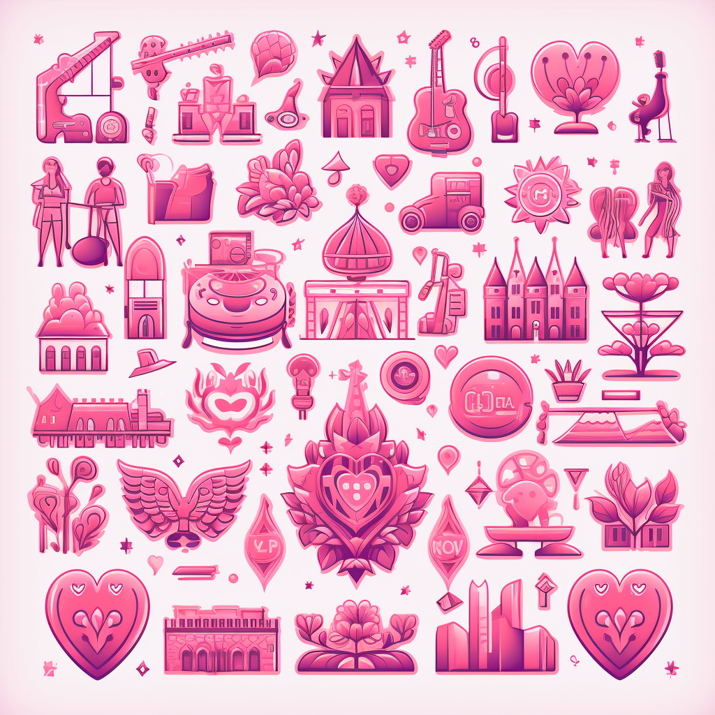 Festive icons in pink tones