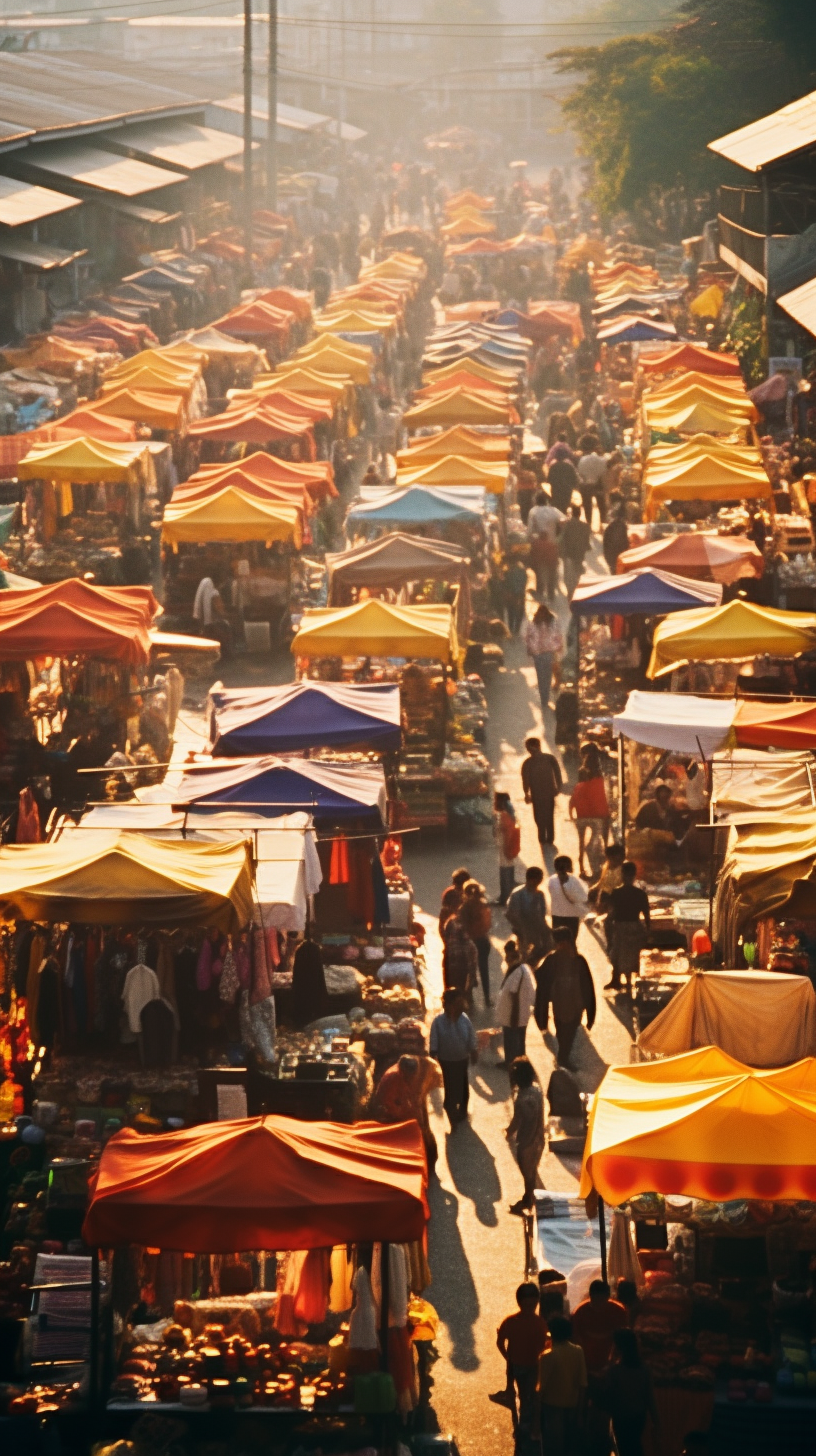 Overhead Shot of Crowded Festival Market