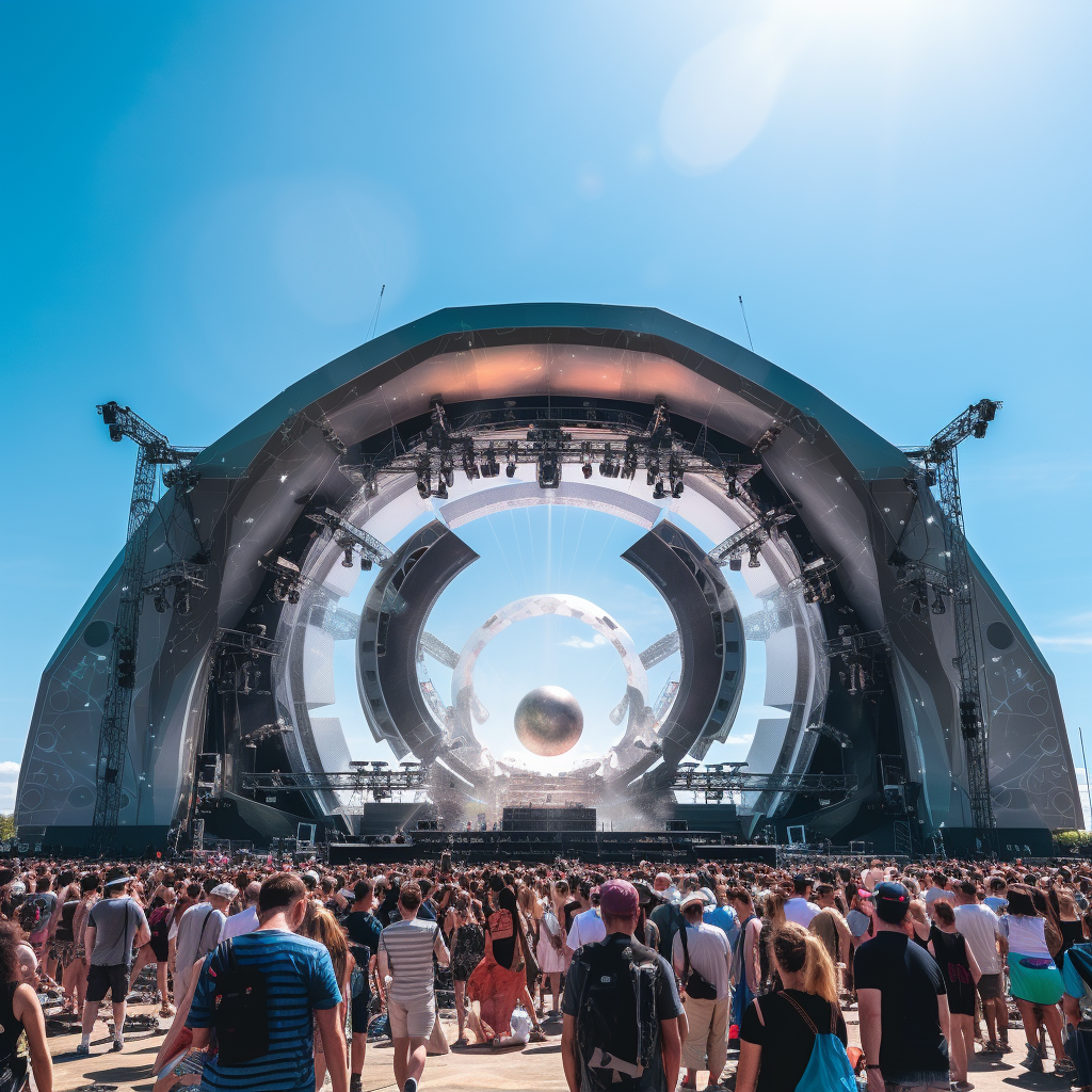 Large stage at futuristic festival