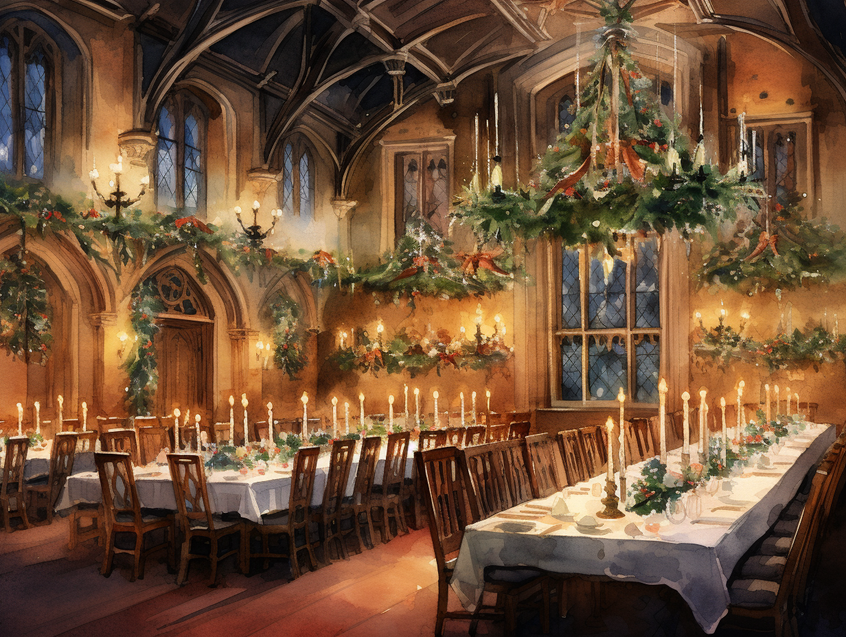 Festive Feast with Garlands and Candles