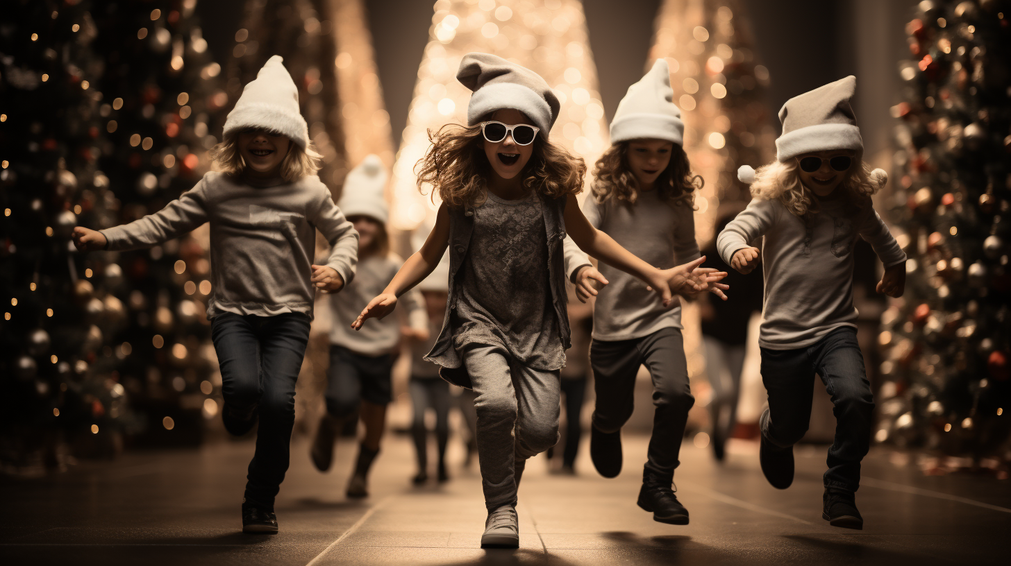 Eccentric children having Santa dance party