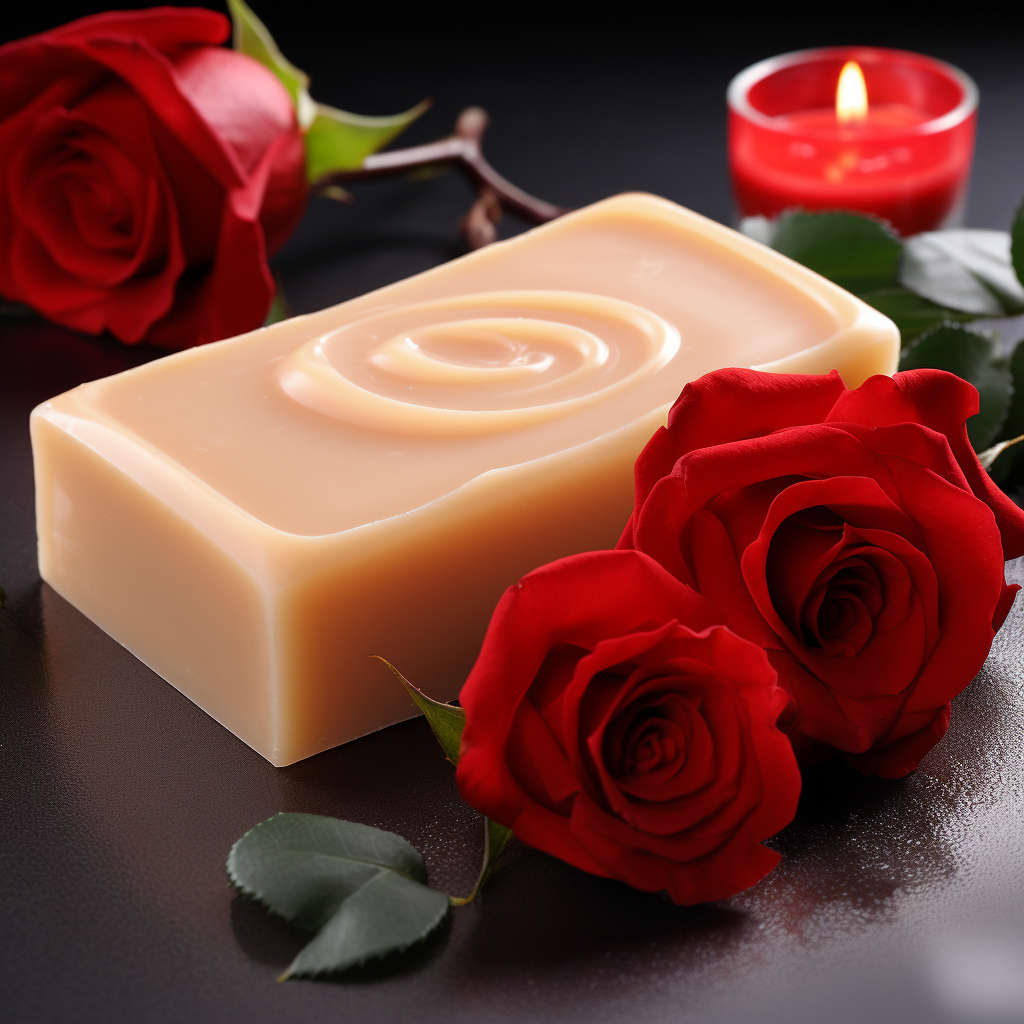 Festive women's soap with red rose