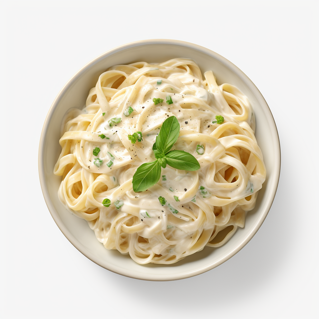 Bowl of fettucini alfredo garnished