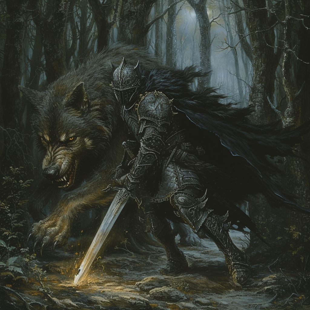 Fey Knight Werewolf Demon Stalking Woods