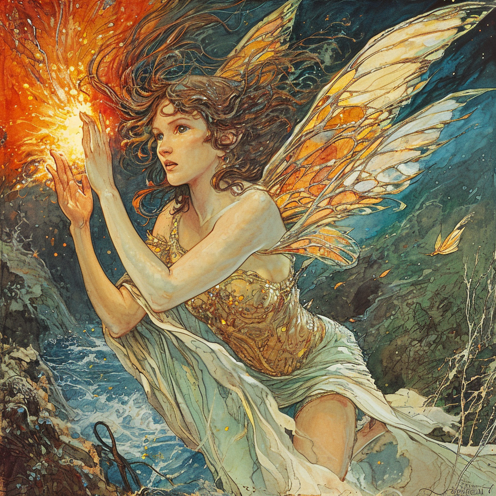 Illustration of a Fey Nymph with Prophetic Magic