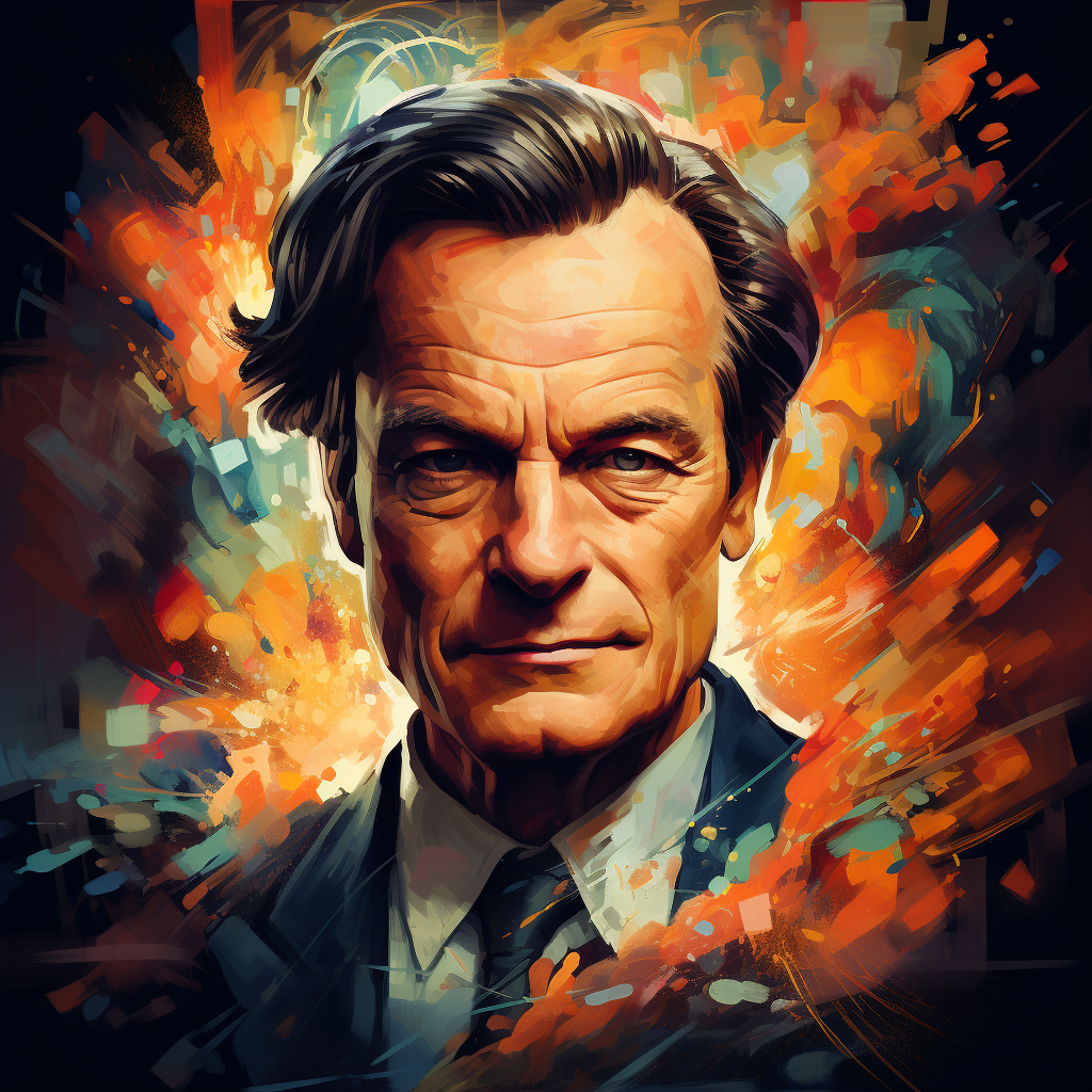 Richard Feynman profile avatar with stylized realism