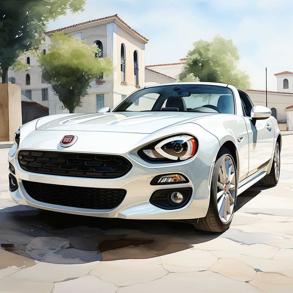 Fiat 124 Spider Watercolor Art