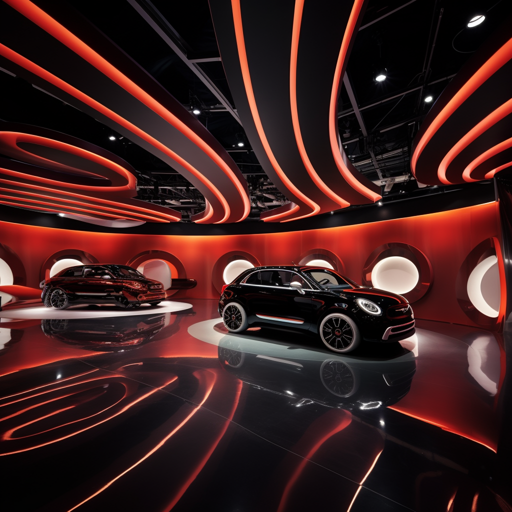 Futuristic Fiat Showroom, Black and Red Colors