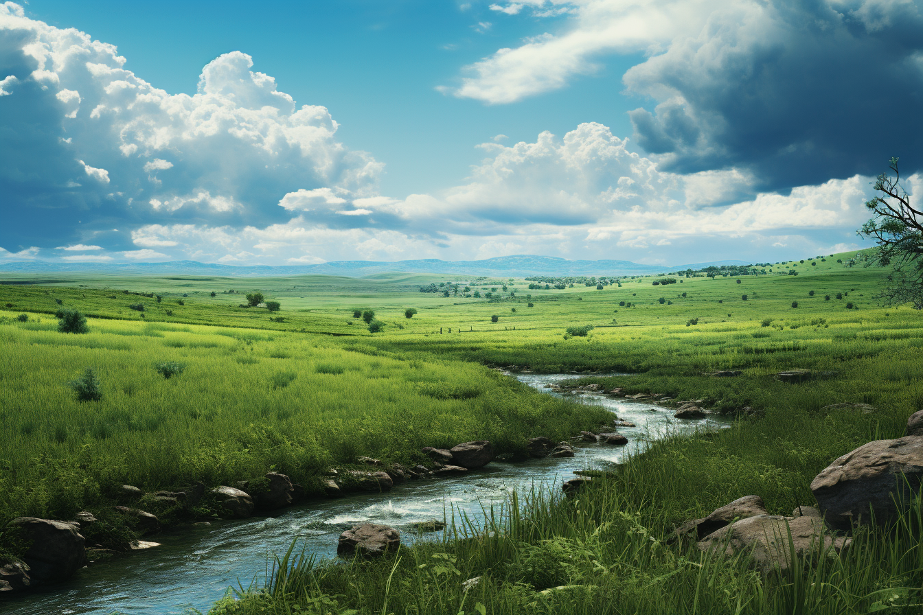 Beautiful green field landscape scenery