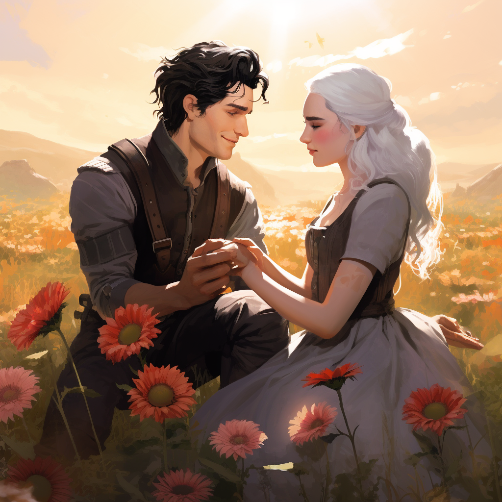 Couple in Field of Flowers