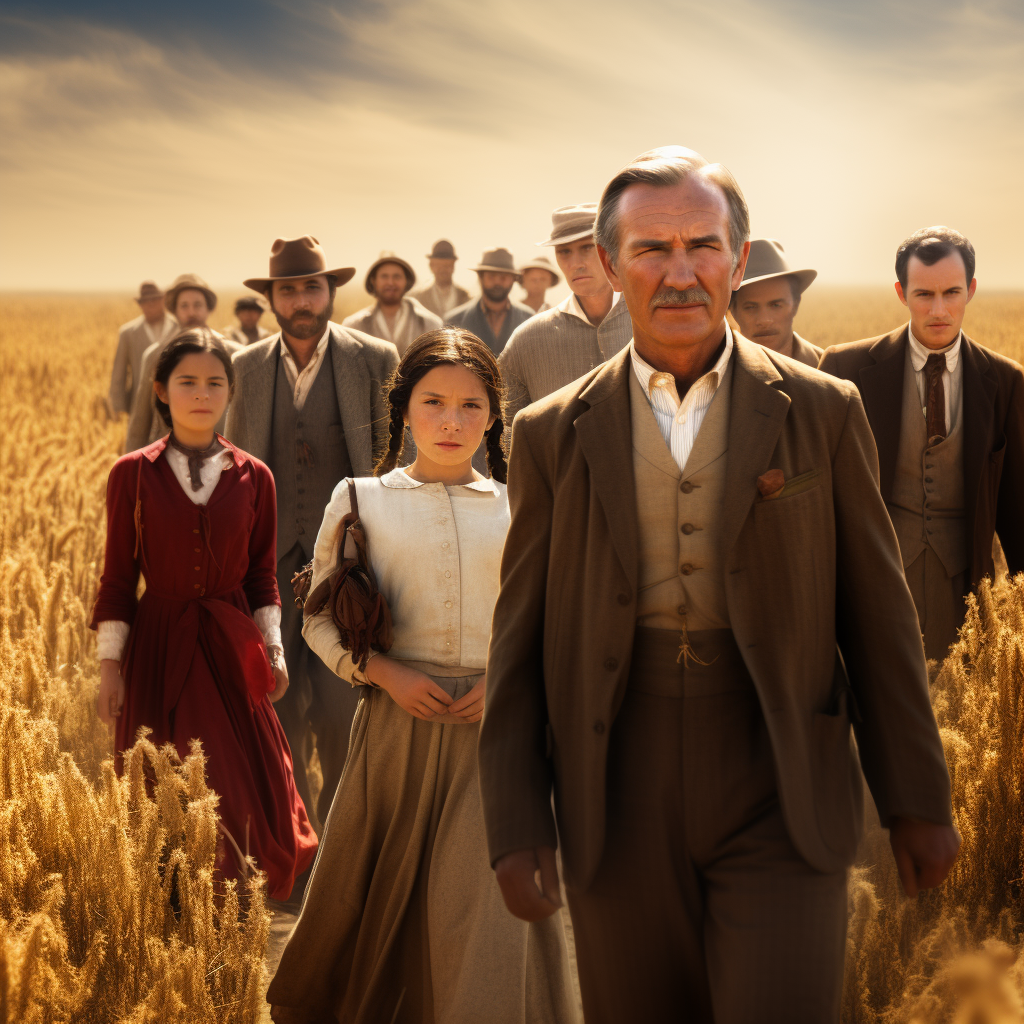 Group walking in field with Atatürk