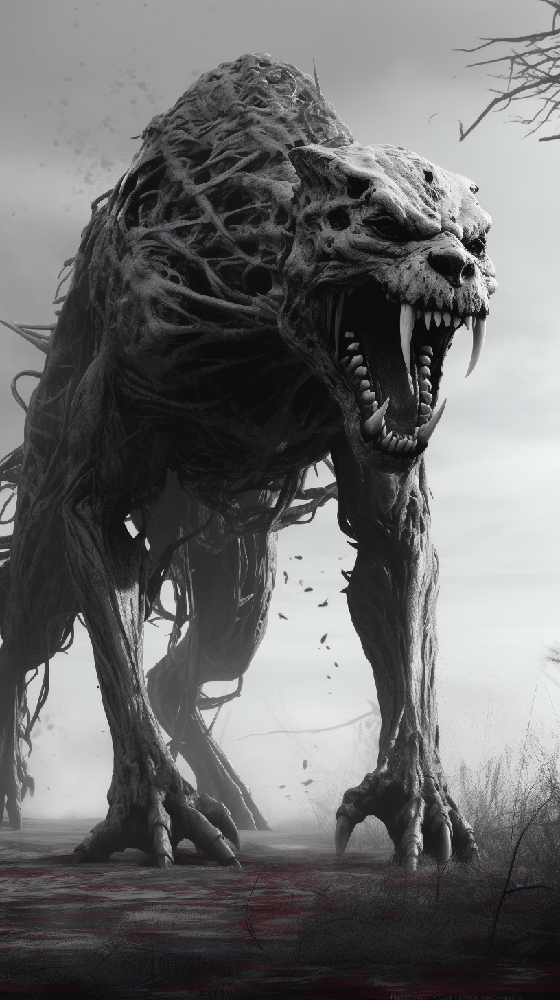 Realistic depiction of fierce dog with Venom symbiote design