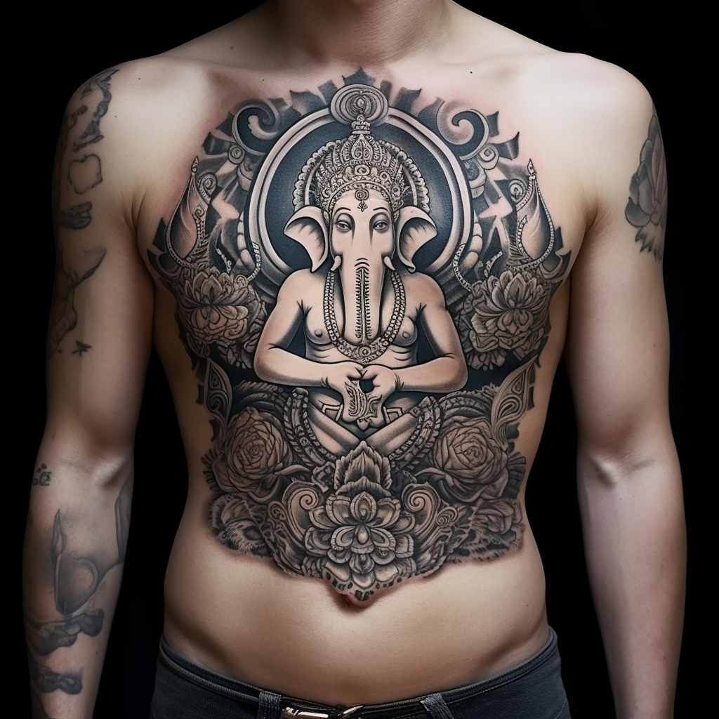 Powerful Ganesh Chest Tattoo for Men