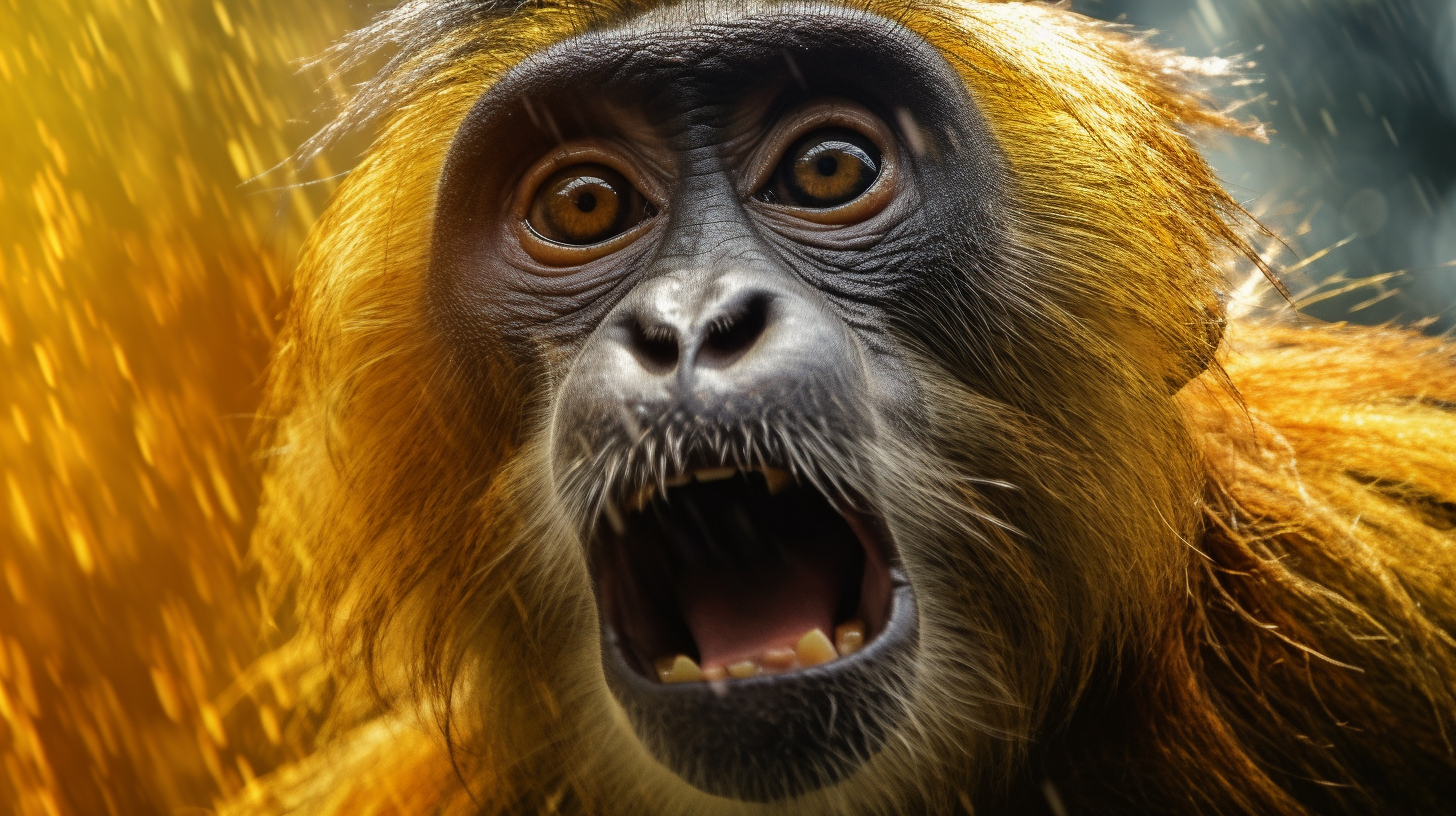 Close-up of Primate with Fierce Expression