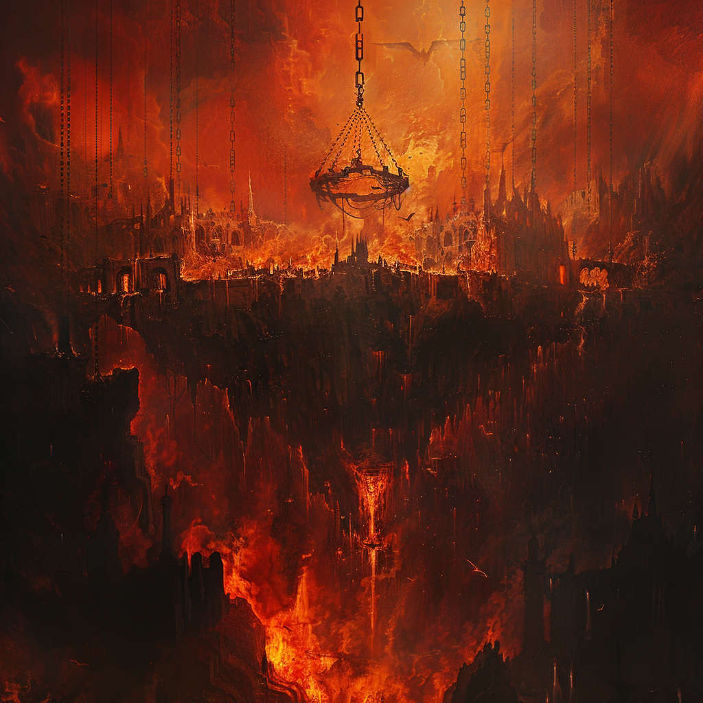 Hellish Landscape City Burning Pits