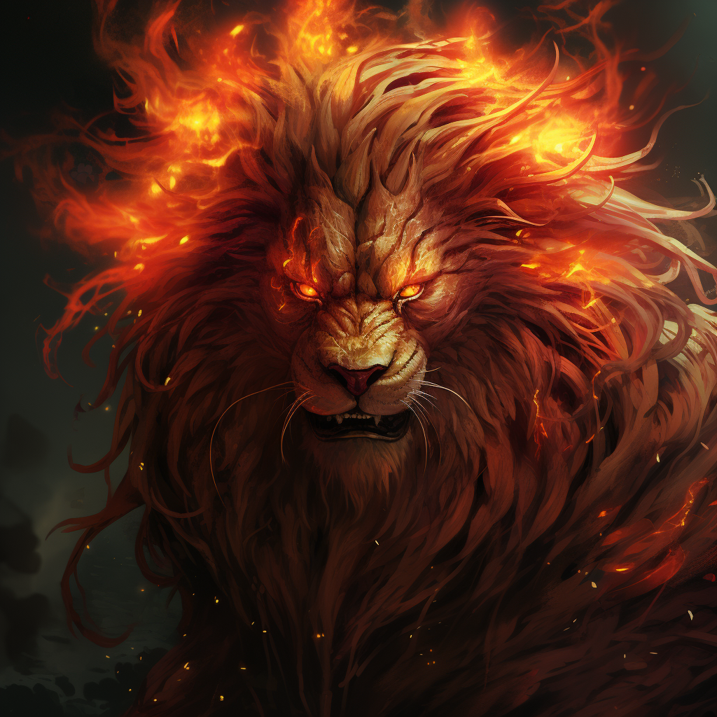 A powerful fiery lion