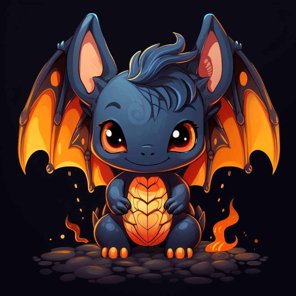 Cute dragon with fire-breathing and wings