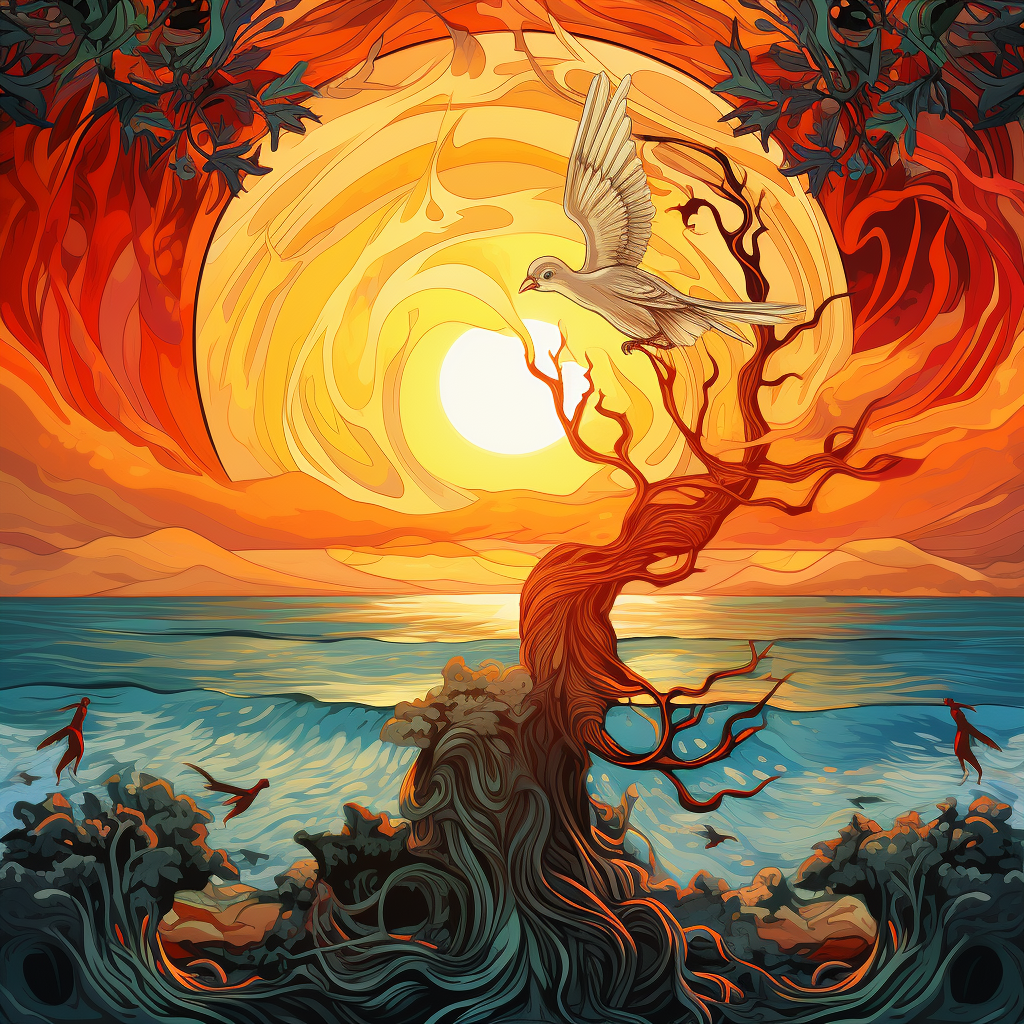 Fig Tree and Fire Bird Tarot Image