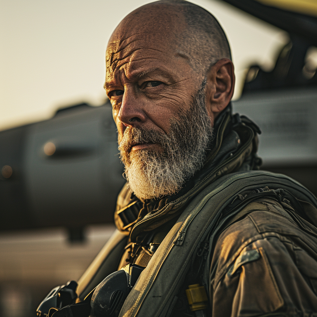 Experienced Fighter Pilot with Gray Beard