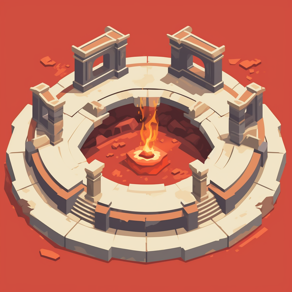 Minimalistic Game Design Illustration with Fighting Ring