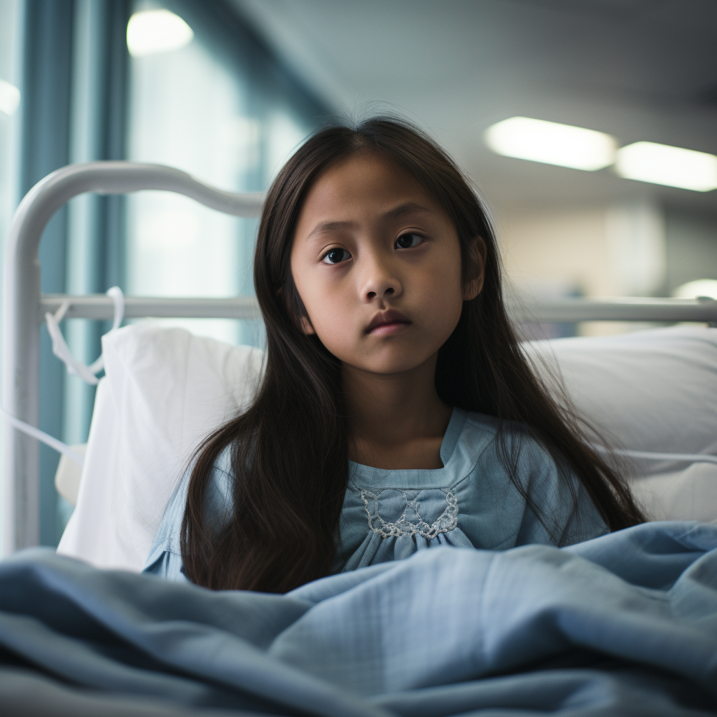 Filipino girl receiving treatment in hospital