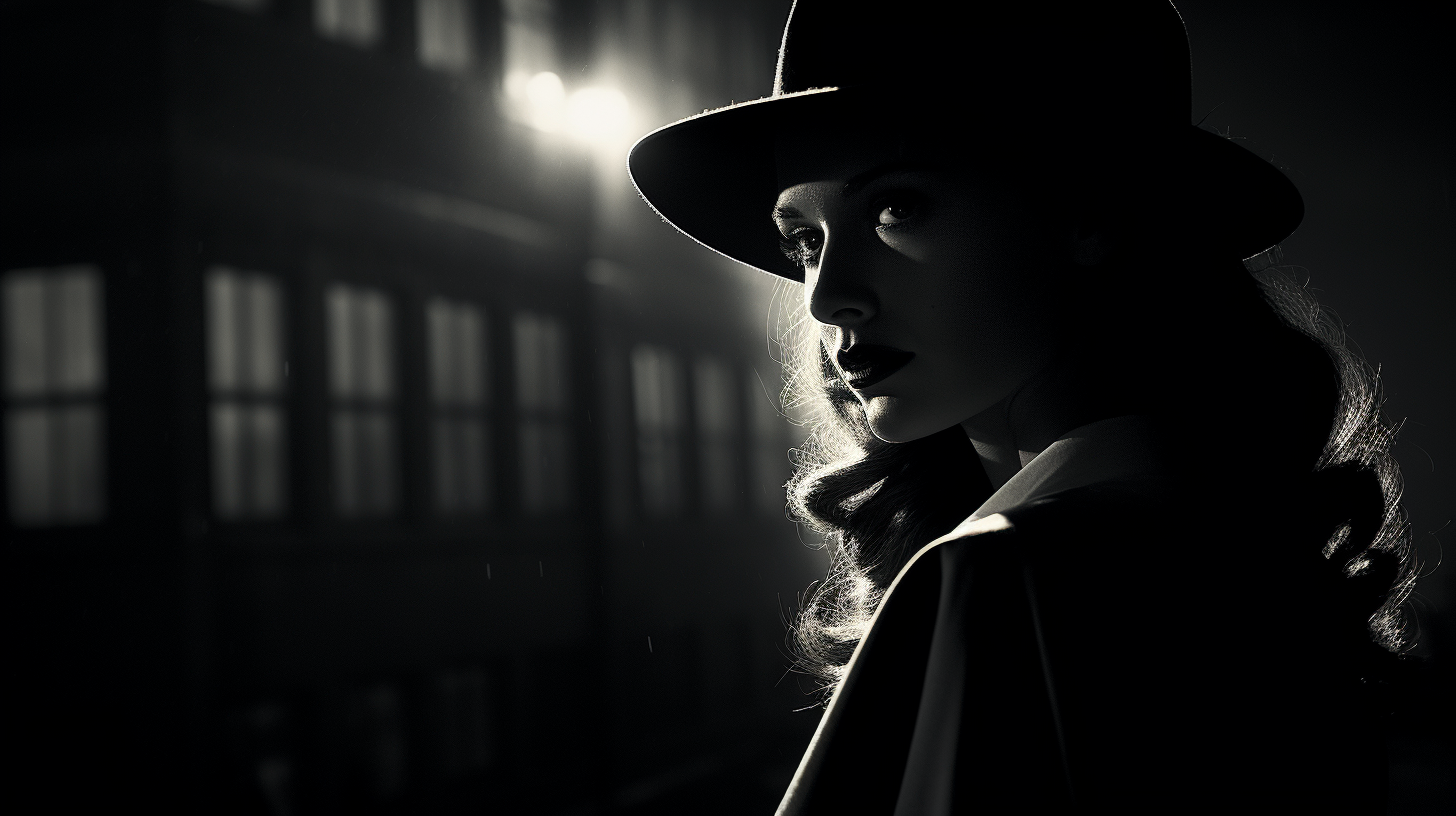 Mysterious film noir cinematic still